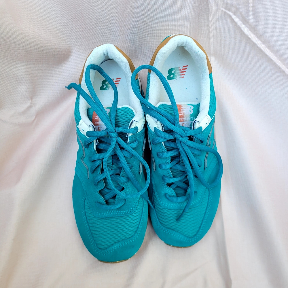 New Balance 574 Teal Athletic Shoes - Picture 3 of 11